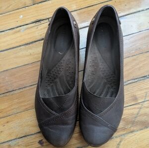 Brown Leather Heels with Rounded Toe